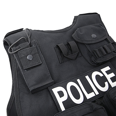 ब्लैक पुलिस टैक्टिकल वेस्ट बैक डिटेल